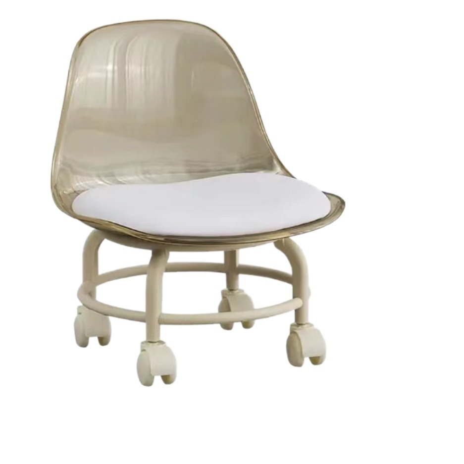 Taburete pequeño con polea, banco para el hogar, silla, rueda universal, taburete para niños pequeños, respaldo perezoso para el hogar, taburete de patinaje sobre ruedas, hermosa costura