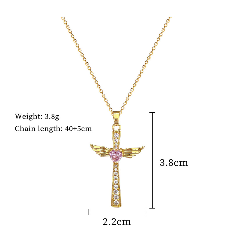 Wings Cross Light Luxury Temperament Gorgeous Full Diamond Necklace Female Versatile Clavicle Chain Titanium Steel Chain_voghion.com