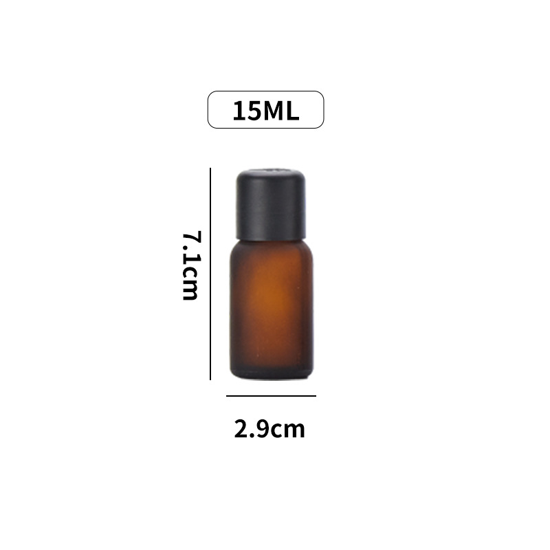 Spot 10ml botella de aceite de aceite de vidrio esmerilado marrón, tapa de cabeza antirrobo, botella de subembalaje cosmético, muestra de luz oscura, botella vacía