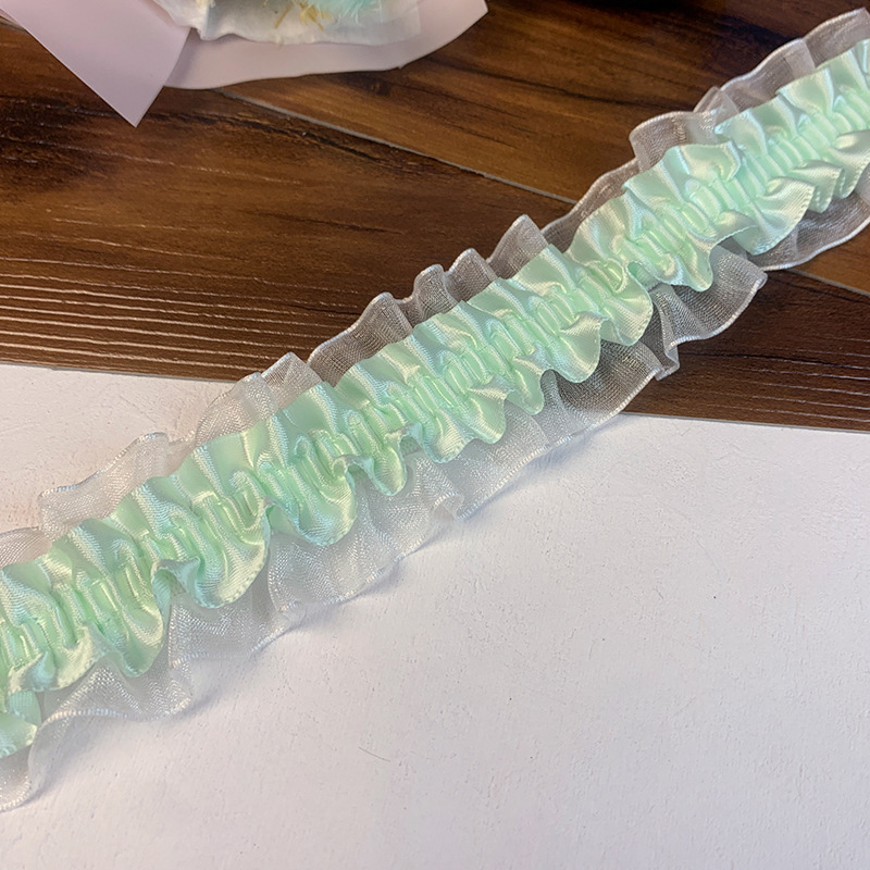 小香风双层粉色弹力蕾丝衣服花边辅料装饰手工diy材