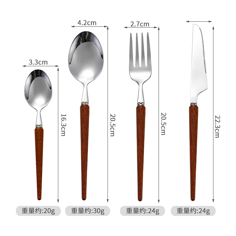 Conjunto de 4 piezas de palisandro de cola puntiaguda