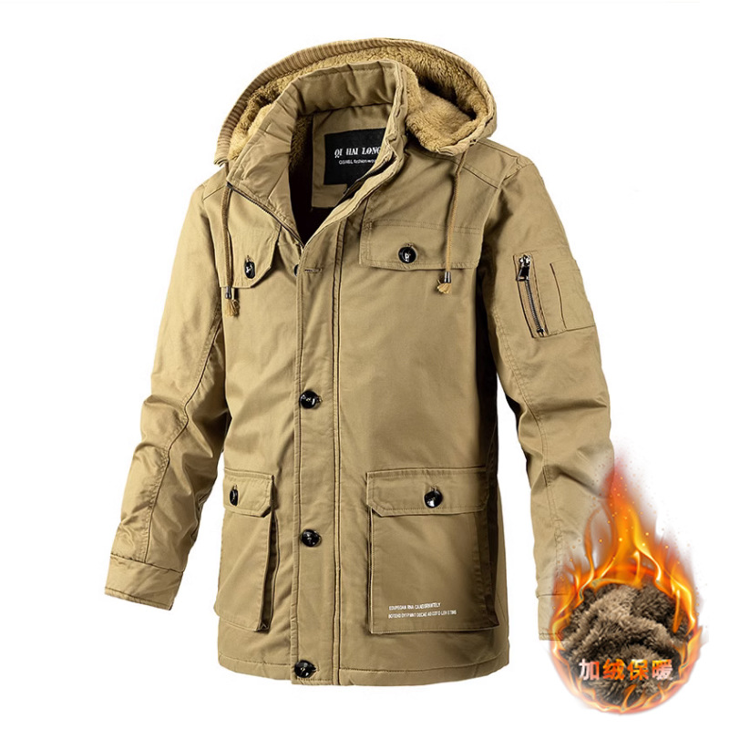 AliExpress transfronteriza abrigo de invierno de algodón acolchado abrigo de los hombres forrado de lana engrosada gordo de los hombres más el tamaño cálido Chaqueta de algodón acolchado de moda