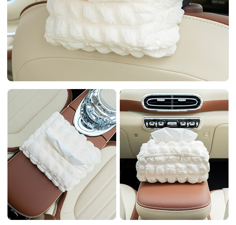 Car Tissue Box Creative Puff Grids Car Multifunctional Seat Back Tissue Box Cute Decorative Car Tissue Box
