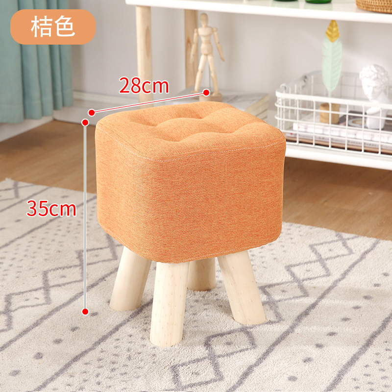 Taburetes de tela creativos pequeños taburetes caseros adultos sofá taburetes sala de estar dormitorio red roja taburetes de madera sólida silla pequeña