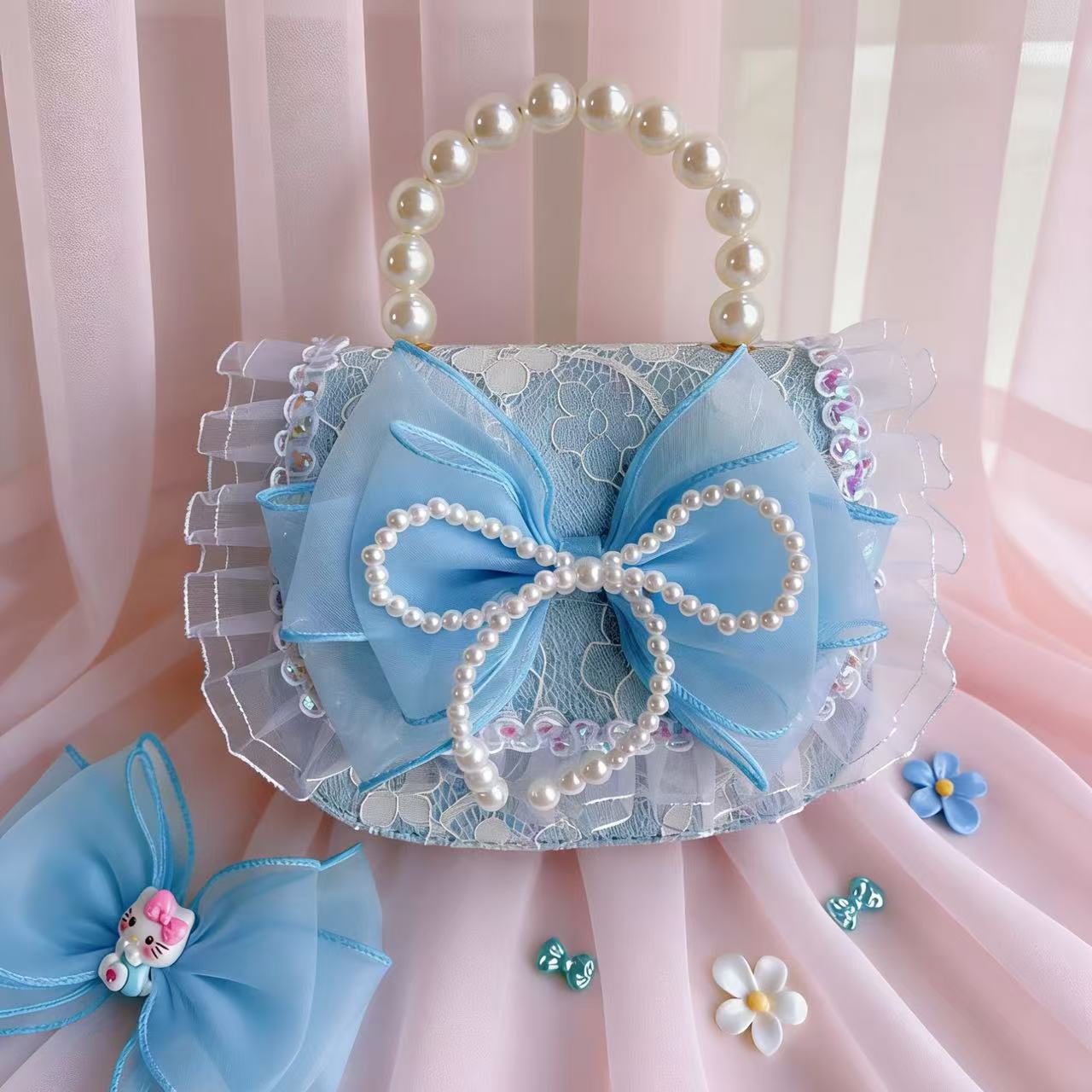 Nuevo bolso para niños, niña pequeña, bolso de perla, princesa de moda, monedero de hombro, bolso de cambio