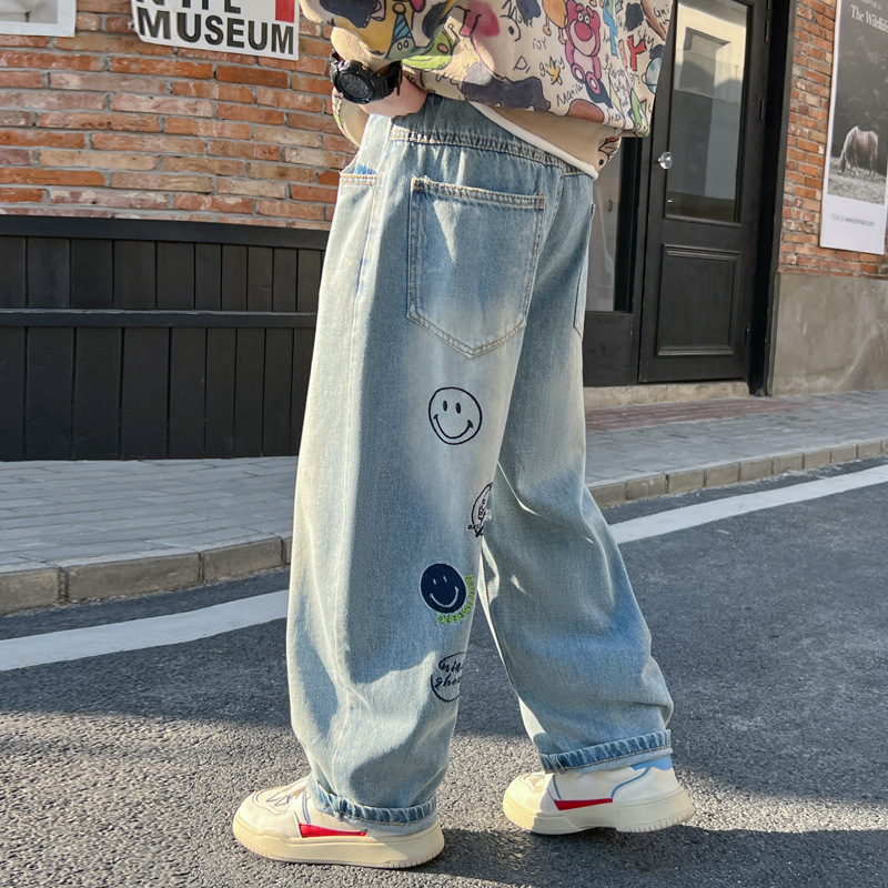 童装男童裤子春秋款2025新款潮酷儿童直筒宽松裤中大童春季牛仔裤