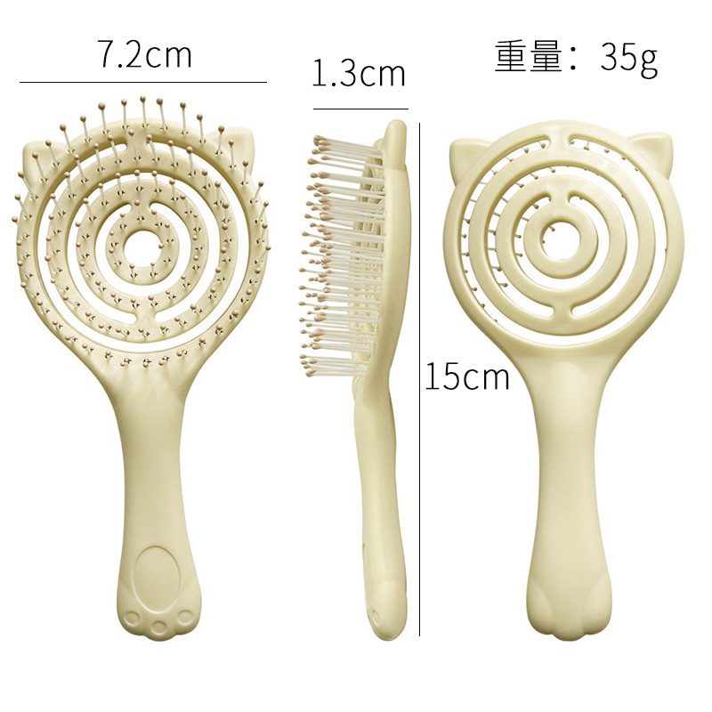 Peine en forma de espalda hueco para el hogar Peine para el cabello de niña de alto valor Peine de masaje esponjoso Costillas de cerdo Peine de curva grande