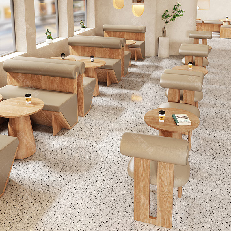 Personalizado en línea dulces tiendas de té de leche sofá casual mesa de té combinación de café de la tarde tienda de bebidas sofá contra la pared