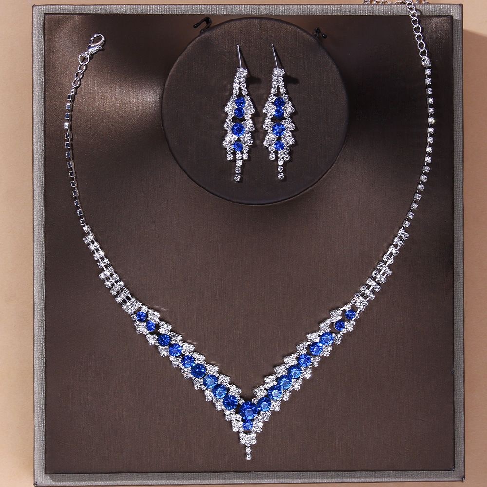 Factory Direct Sale Rhinestone Claw Chain Necklace Earring Set Bridal Jewelry Wedding Accessories Exquisite Pearl Necklace