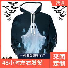 3D Printed Wizard Cat Hoodie For Men Pumpkin Ghost Pattern L
