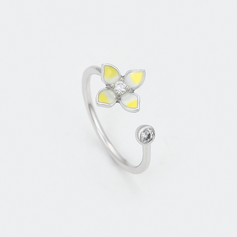 Xuping serie de goteo de moda simple flor abierta anillo de aleación de cobre chapado blanco temperamento dulce anillo al por mayor