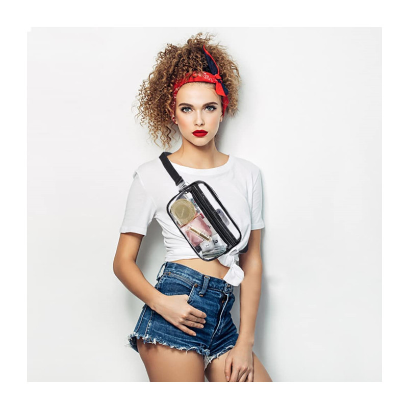 En stock venta al por mayor Amazon nuevo PVC transparente cintura bolsa de viaje portátil hombro bolsa Correa se puede fijar