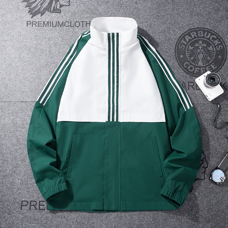 2022 chaqueta masculina primavera y otoño nuevo cuello de manga larga guapo con chaqueta casual de moda coreana