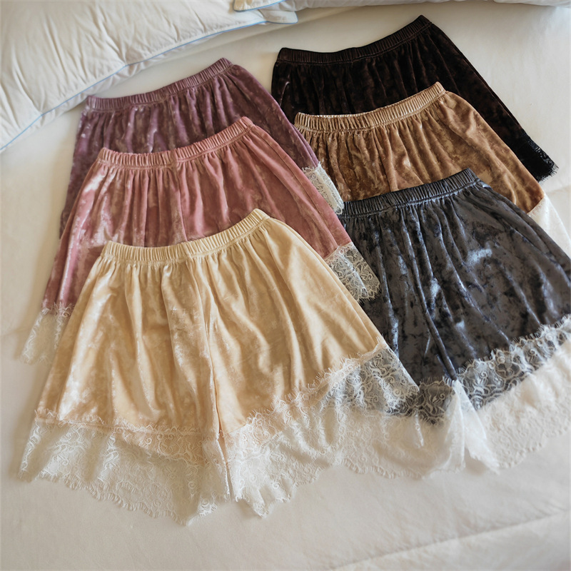 9026 # Velvet Home Sleep Pants for Women, Spring, Autumn, Winter, Sweet Internet Celebrity Style, Lace-Trimmed Velvet Casual Long Pants 9026 # Velvet Home Sleep Pants for Women, Spring, Autumn, Winter, Sweet Internet Celebrity Style, Lace-Trimmed Velvet Casual Long Pants