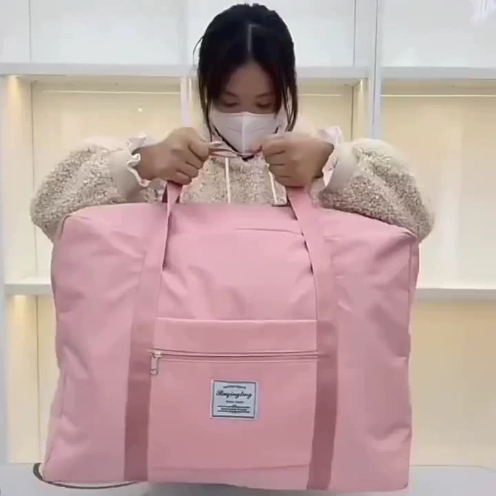 Luggage handheld organizer bag for traveling, folding bag strap, fuchsia storage bag, wholesale