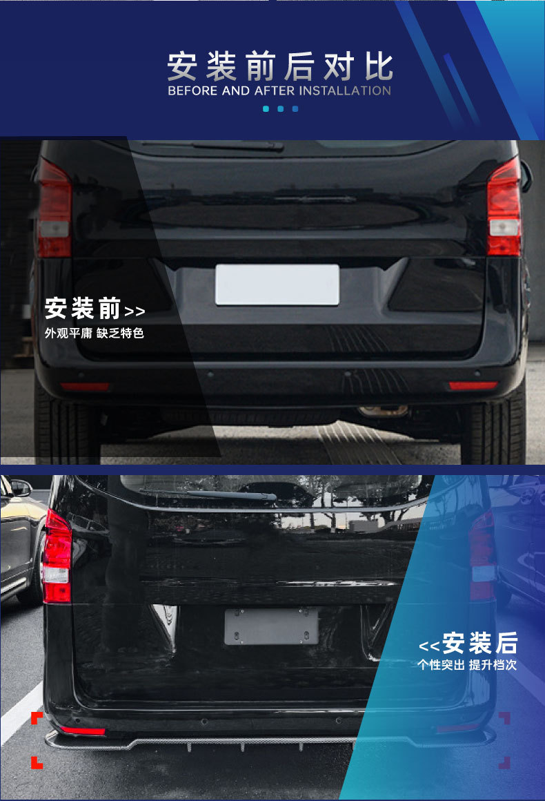 Suitable for Mercedes-Benz Vito Vito W447 Rear Lip, Tail Lip, Rear Surround, Lower Spoiler, Rear Chin Cross-Border Modification Parts