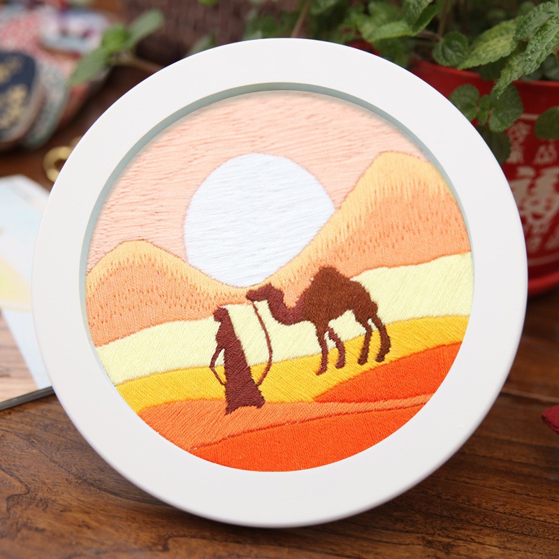 Bordado completo que cuelga la pintura-camello del desierto (producto no terminado) 15cm