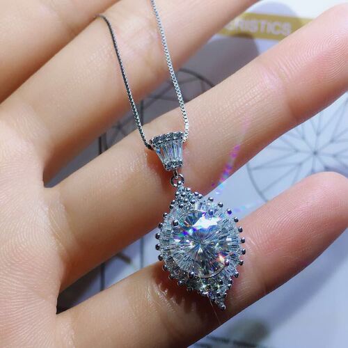 Live broadcast 3 carat large particle imitation American imported D color moissanite set ring pendant set for women