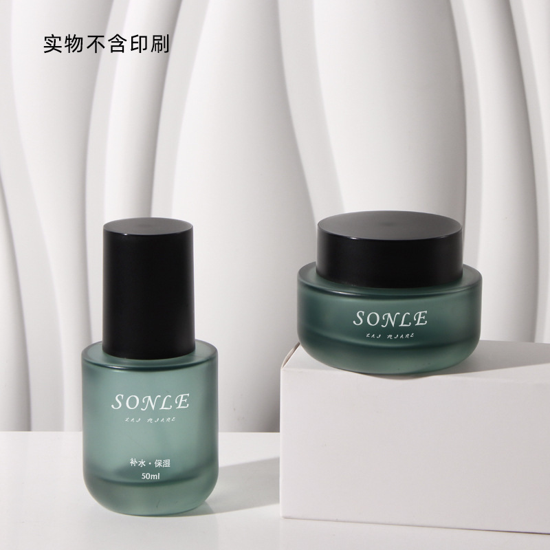新款现货玻璃瓶化妆品包材120ml按压式乳液精华液 膏霜分装瓶空瓶|undefined