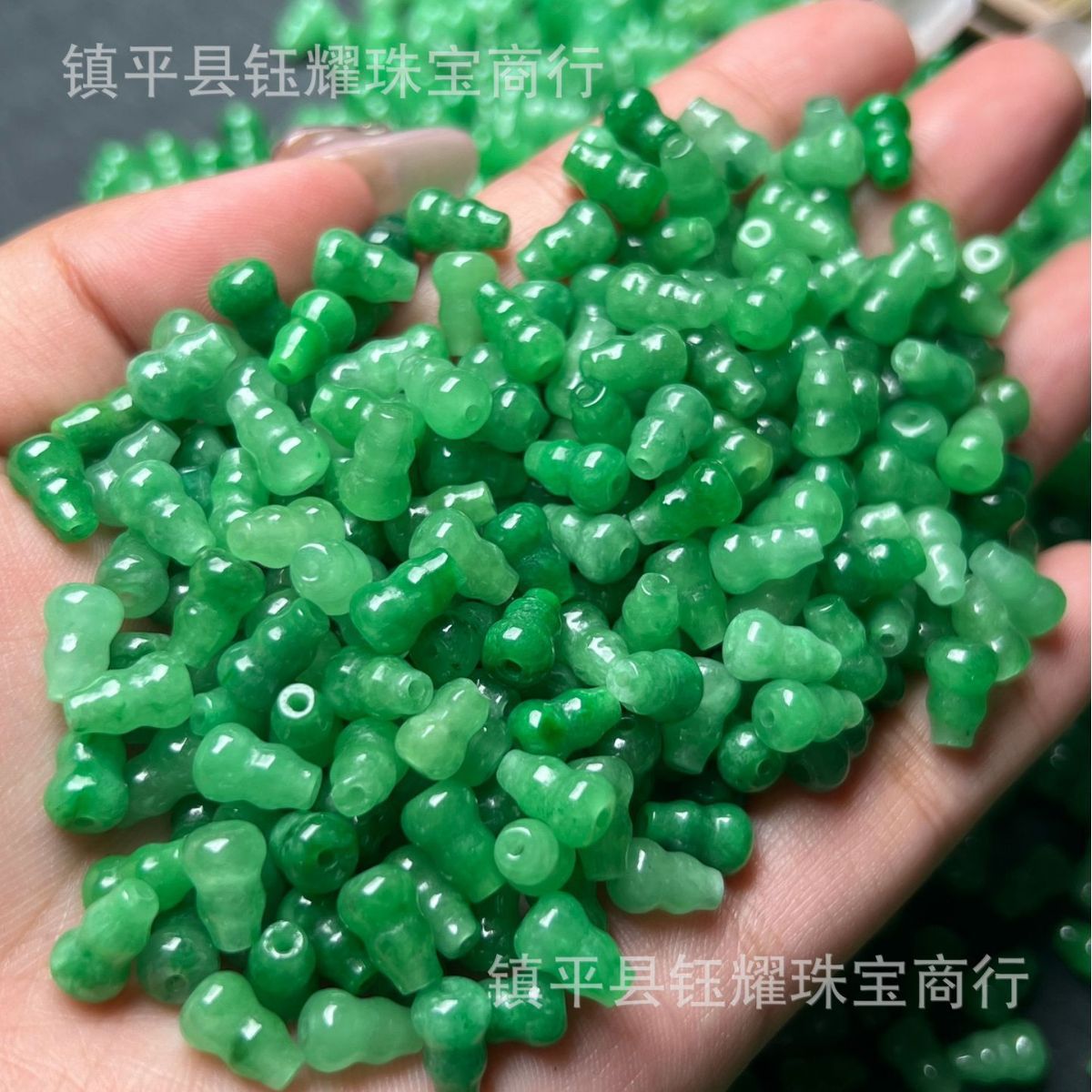 翡翠干青铁龙生满绿通孔葫芦桶珠散珠串珠DIY配件饰品手链项链滴