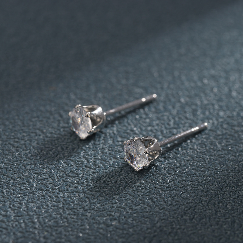 Six Claw Zircon Stud Earrings Gold Daily Versatile Unisex Jewelry_voghion.com