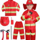 Children's Firefighter Clothing Parent-Child Sports Red Costume Professional Experience Role Play Fire Fighting Exercise Set Cross Border