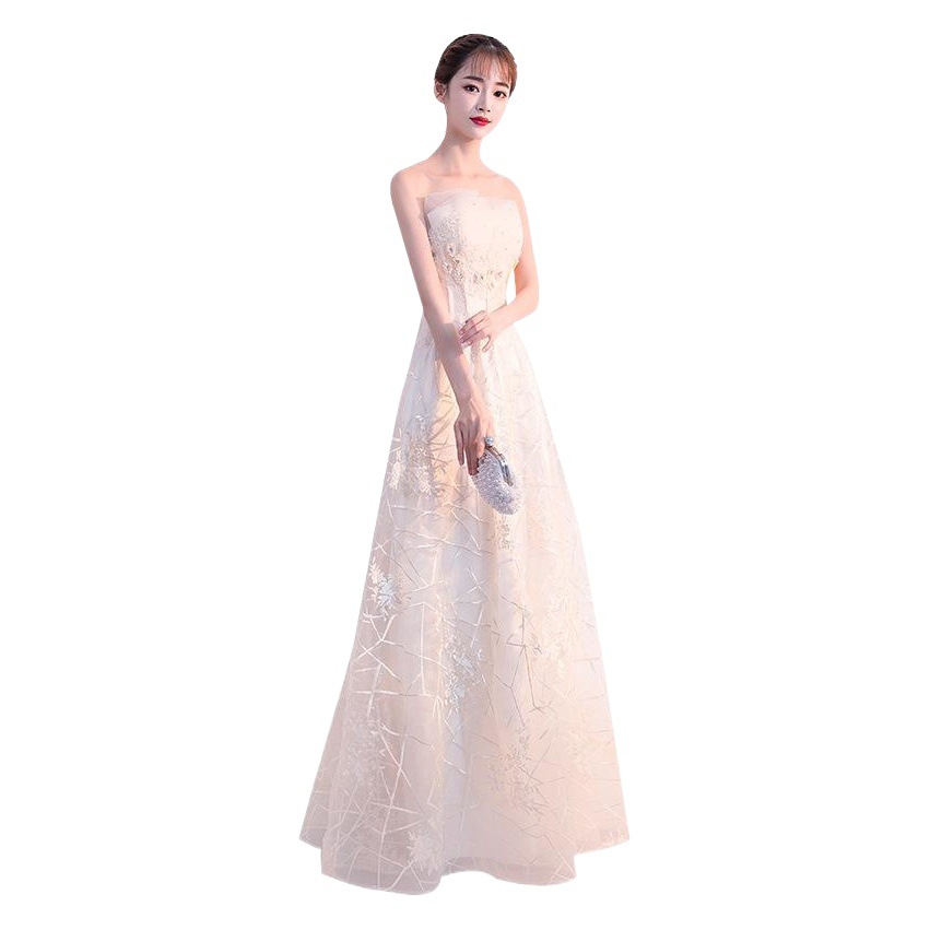 Vestido de noche para mujer, estilo nuevo de verano 2026, color champán, para banquete, fiesta, estilo celebridad, vestido tubo largo