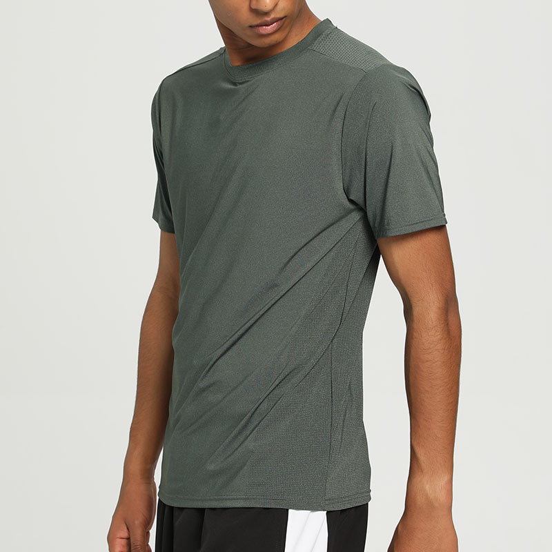 Transfronterizo de nylon de secado rápido camiseta de los hombres sueltos corriendo ropa de secado rápido cuello redondo sudor-absorbente transpirable fitness deportes de manga corta verano