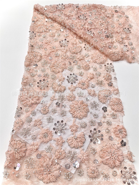 Moda Gao Ding pequeña fresca ins viento flor disco tela de vestido de diseño nicho tela de encaje de perlas image 8
