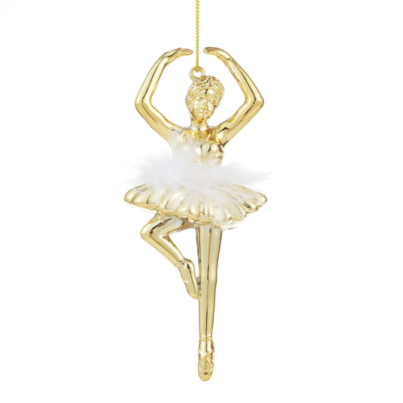 Transfronterizo brillante pluma ballet chica colgante galvanizado plástico árbol de Navidad colgante decoración de la atmósfera de vacaciones