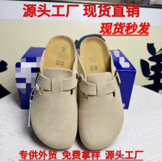 动态防水牛皮勃肯鞋半拖2025新款防水牛皮男女软木凉拖包头博肯鞋