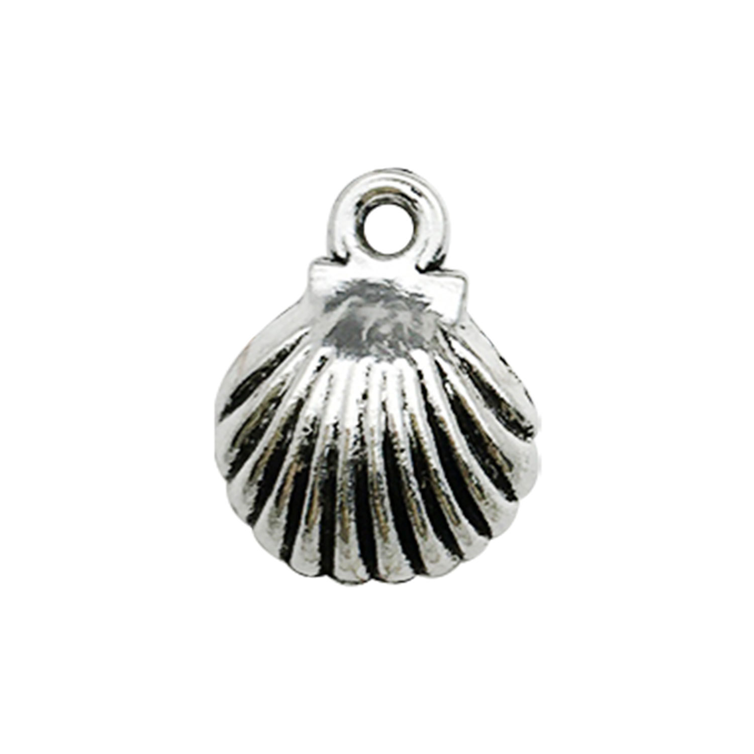 1 plata antigua aleación de zinc marina pequeña concha 9x11-0.4g-16310