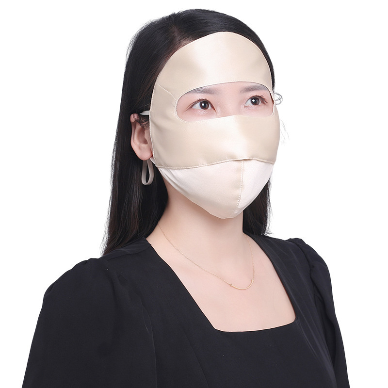夏の日焼け止めシルクマスク 100% 桑シルクフルフェイスマスク通気性抗 UV フェイスマスクメーカー卸売|undefined