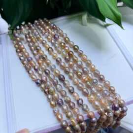8-9mm天然淡水珍珠糖果色彩色糖纸巴项链半成品串珠可diy诸暨珍珠