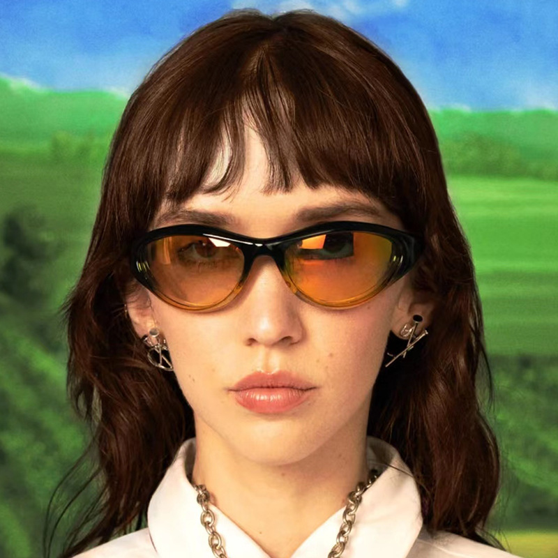 Y2K Solid Color PC UV400 Protection Oval Frame Full Frame Sports Sunglasses display picture 1