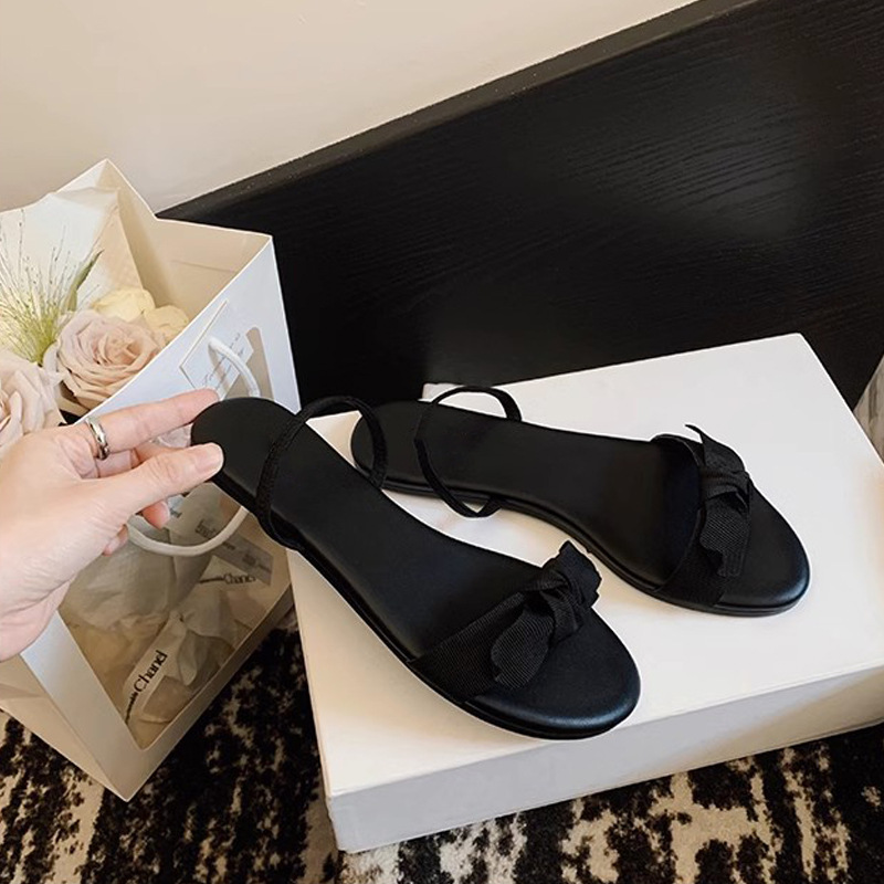 Madre de uva dulce niña ~ arco simple delgado con sandalias de verano para usar una sola chica de trapazo fresco