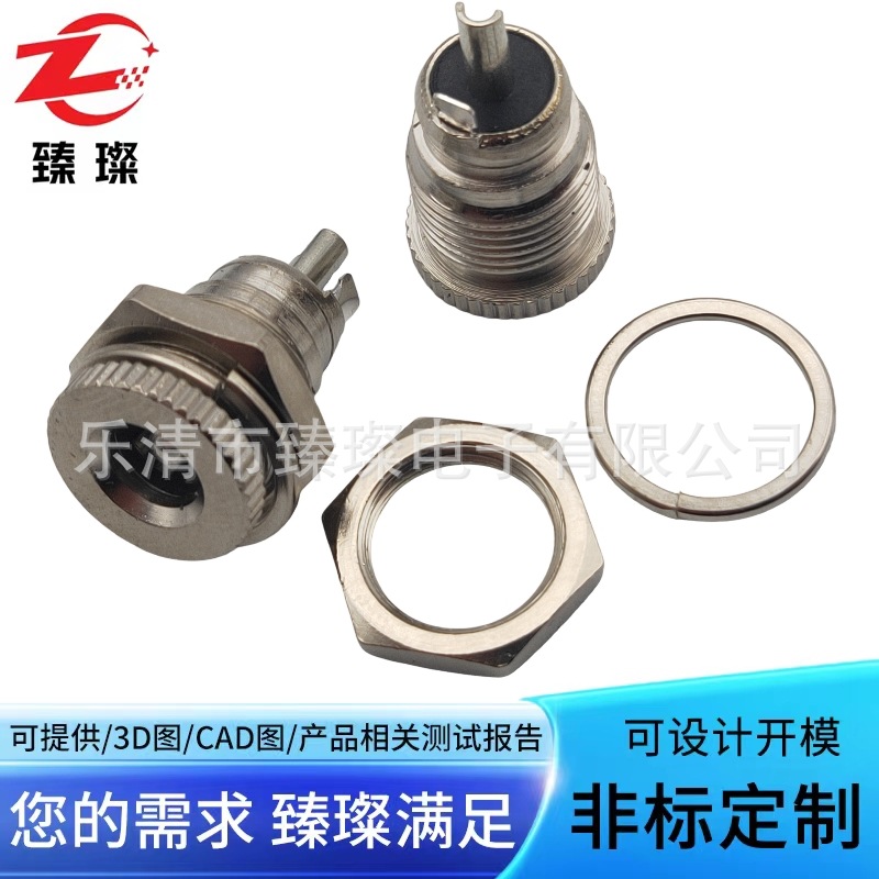 供应dc099电源插座带螺纹大电流DC电源插座小孔3.5*1.3针全铜材质