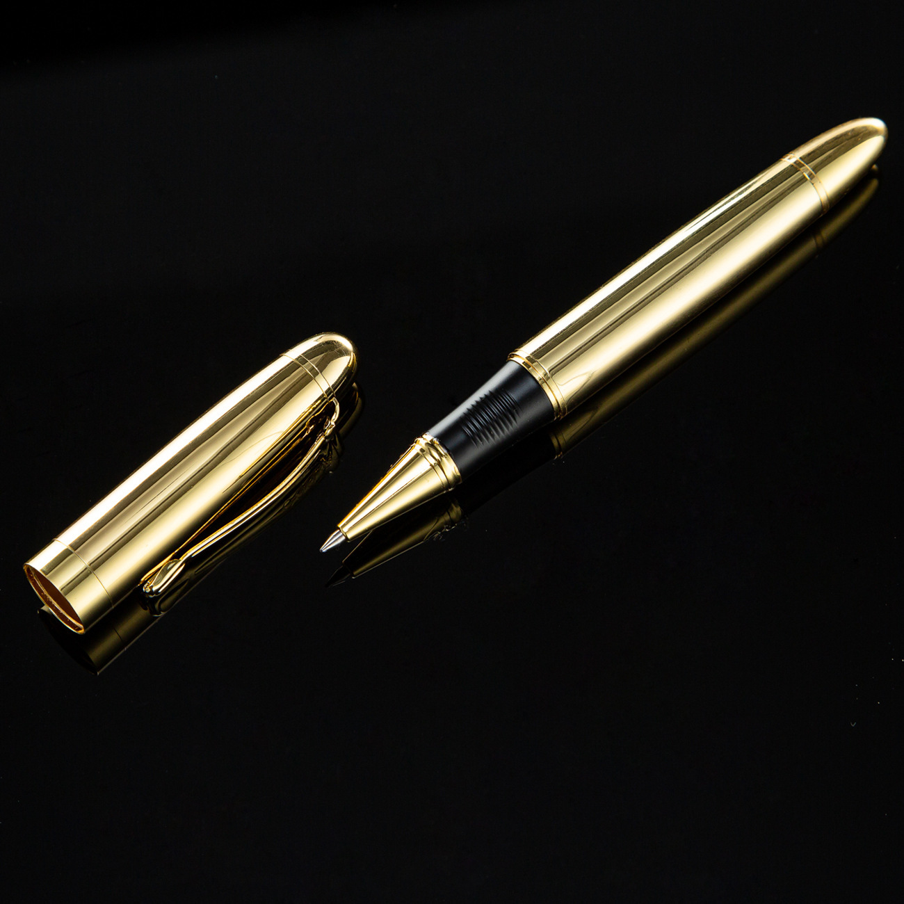 Pluma de firma de metal dorado en stock mayorista impresa logotipo de caja dorada pluma de metal pluma de regalo