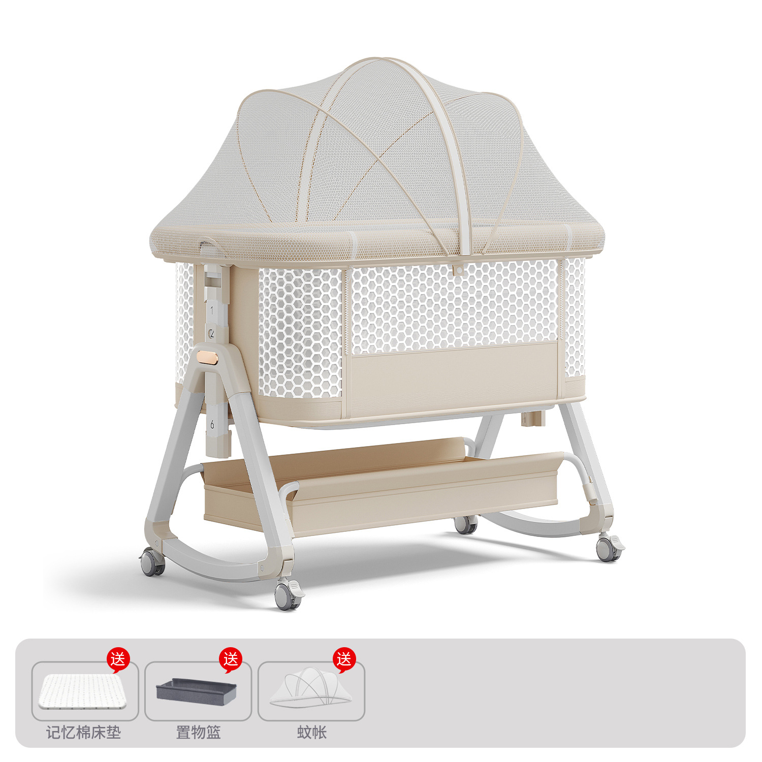 Cama para bebés, campana móvil, cuna, cama plegable portátil multifuncional, cama BB para recién nacidos, cama de empalme grande
