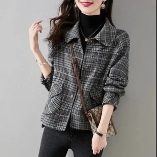 Chanel-Style Women's Jacket 2025 Autumn and Winter Korean Version Versatile Petite Short High-End Plaid Tweed Coat