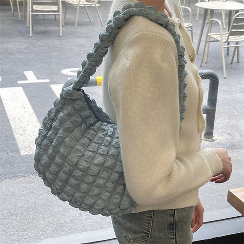 Chic bubble cloud pattern small shoulder canvas bag, crossbody casual versatile effortless style bag