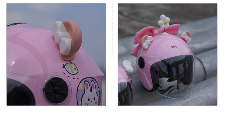 Helmet Decoration Small Accessories Bear Ear Accessories Motorcycle Cute Bear Ear Emma Electric Vehicle Decoration Multi-Color