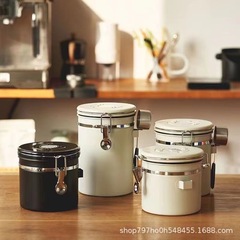 ミニ304ステンレスコーヒー缶スプーン付き粉ミルク保存缶ドライフルーツ茶葉缶防湿単方向排気