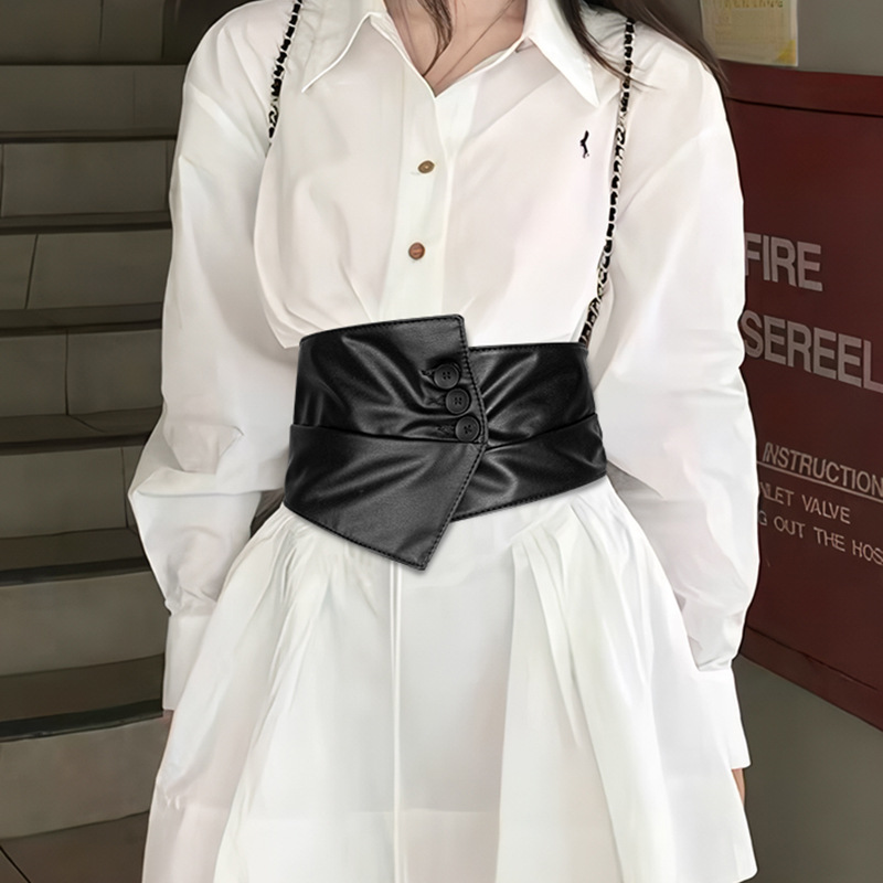 Córset Ancho Elástico de Imitación de Cuero para Vestidos y Trajes