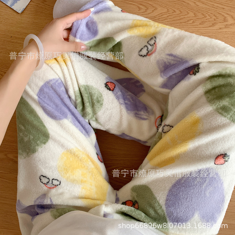 Pantalones de pijama de franela de coral de dibujos animados, pantalones de pijama de hombre, pantalones de invierno de otoño de mujer, pantalones caseros
