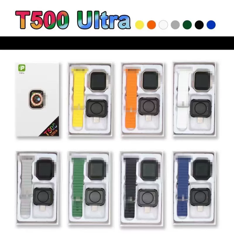 Умные часы T500 Ultra — Bluetooth звонок, измерение пульса, шагомер, варианты в разных цветах