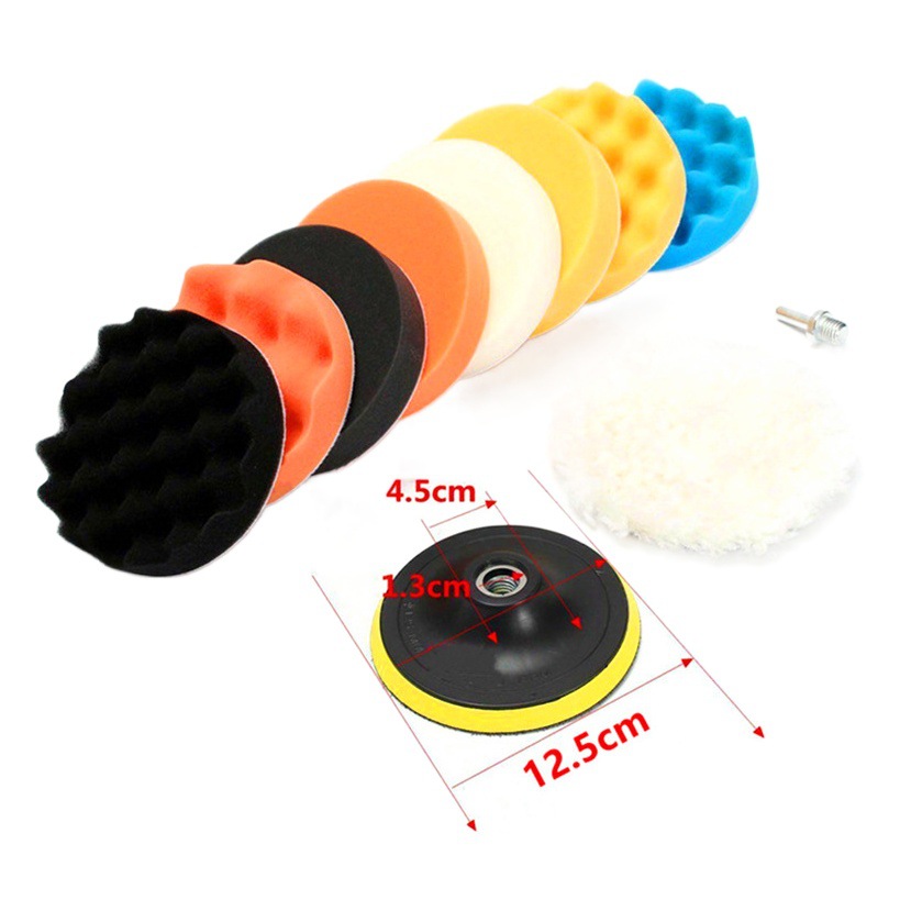 Los fabricantes suministran 3-7 pulgadas coche belleza encerado disco de pulido almohadilla de pulido de lana 11 piezas esponja rueda almohadilla de pulido