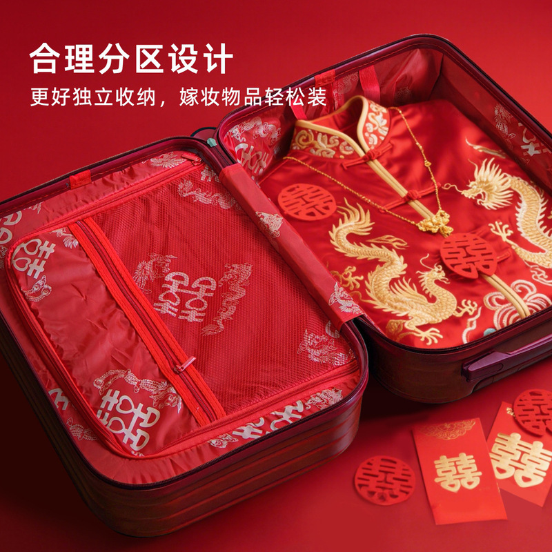 结婚红色行李箱陪嫁喜庆箱婚礼嫁妆箱2025新款旅行箱密码箱拉杆箱|undefined