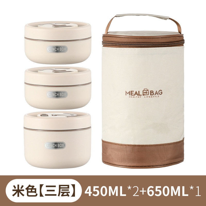 304 caja de almuerzo redonda de acero inoxidable con aislamiento estudiante trabajador de oficina caja de almuerzo portátil caja de almuerzo sellada tazón de sopa al por mayor