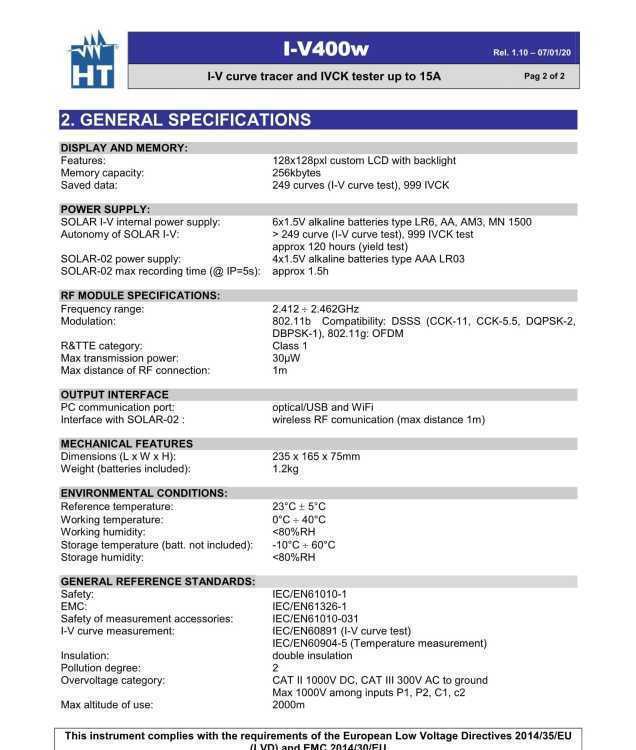 意大利 HT Instruments I-V400w I-V 曲线跟踪器 光伏维护和故障